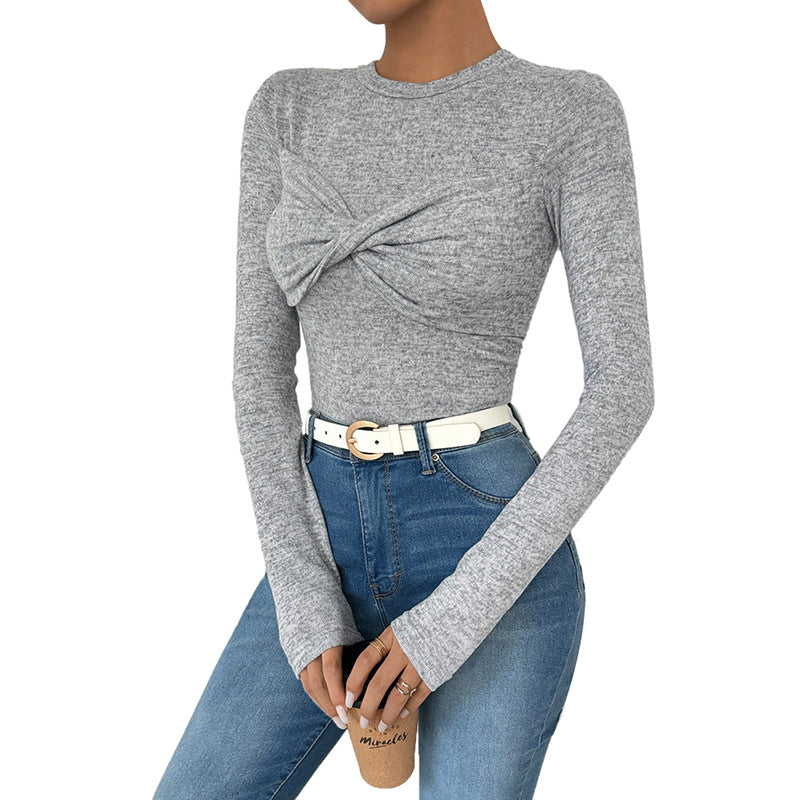 Damen Langarmshirt mit modischem Knotendesign R&B