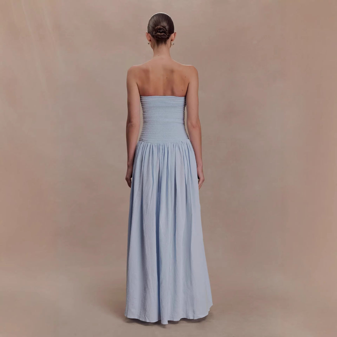 Damen Maxi-Kleid mit elastischem Oberteil und fließendem Rock R&B