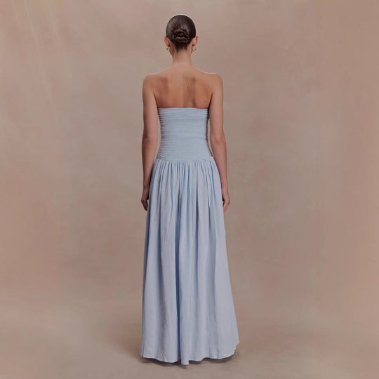 Damen Maxi-Kleid mit elastischem Oberteil und fließendem Rock R&B