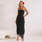 Damen Elegantes Wickelkleid mit taillierter Silhouette und schulterfreiem Design EB