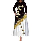 Damen Maxikleid mit elegantem Design und lR&Bendigem Schmetterlingsdruck R&B