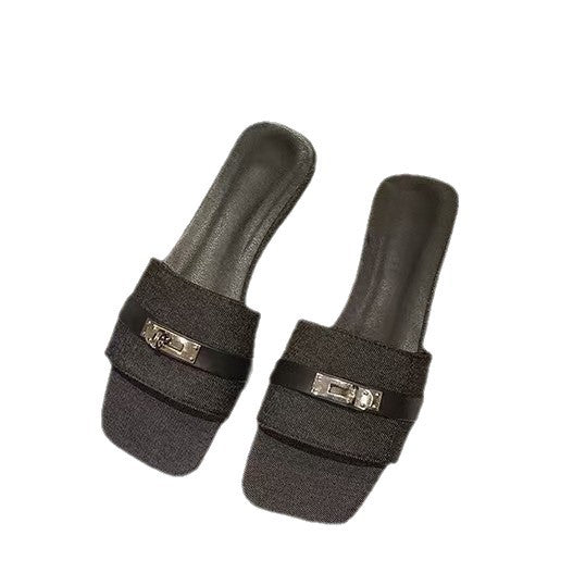 Damen Bequeme Schlappen mit modischem Riemen und elegantem Schnallenverschluss