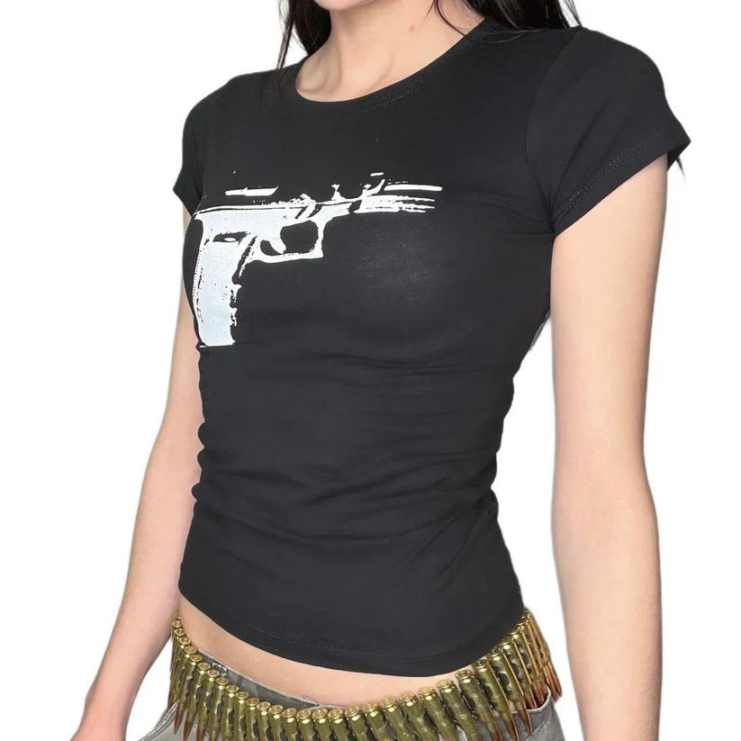Damen Print-T-Shirt mit grafischem Design R&B