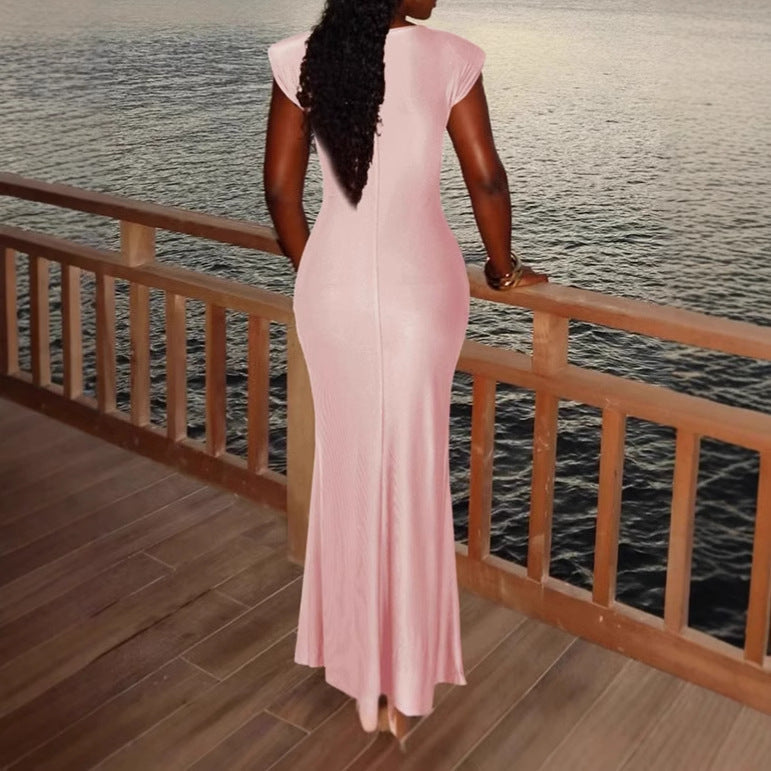 Damen Elegantes Wickel-Maxikleid mit seitlichem Rüschendetail R&B