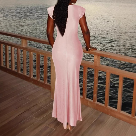 Damen Elegantes Wickel-Maxikleid mit seitlichem Rüschendetail R&B