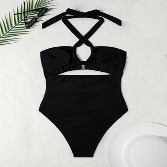 Damen Einteiler Badeanzug mit modischem Cut-Out und eleganten Trägerdetails R&B