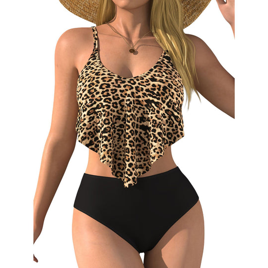 Damen modisches Crop-Top mit animalischem Print und fließendem Schnitt R&B