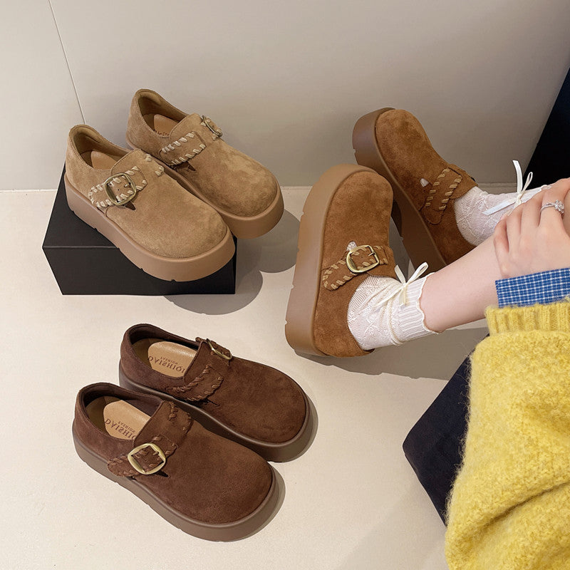 Damen Kuchenschuhe mit modischem Schnallen-Design und komfortabler Plateausohle R&B