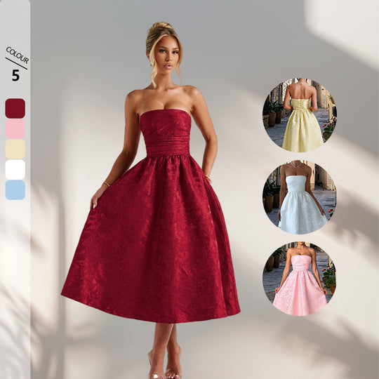 Damen Cocktailkleid mit elegantem Bustier-Oberteil und schwingendem Rock R&B