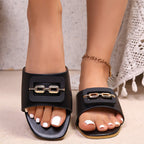 Damen Slide-Sandalen mit schickem Schnallen-Akzent und bequemer Fußbettung R&B