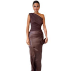 Damen elegantes Abendkleid mit asymmetrischem Schnitt und fließendem Design R&B