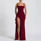 Damen Elegantes Maxikleid mit seitlichem Schlitz und raffinierten Raffungselementen R&B