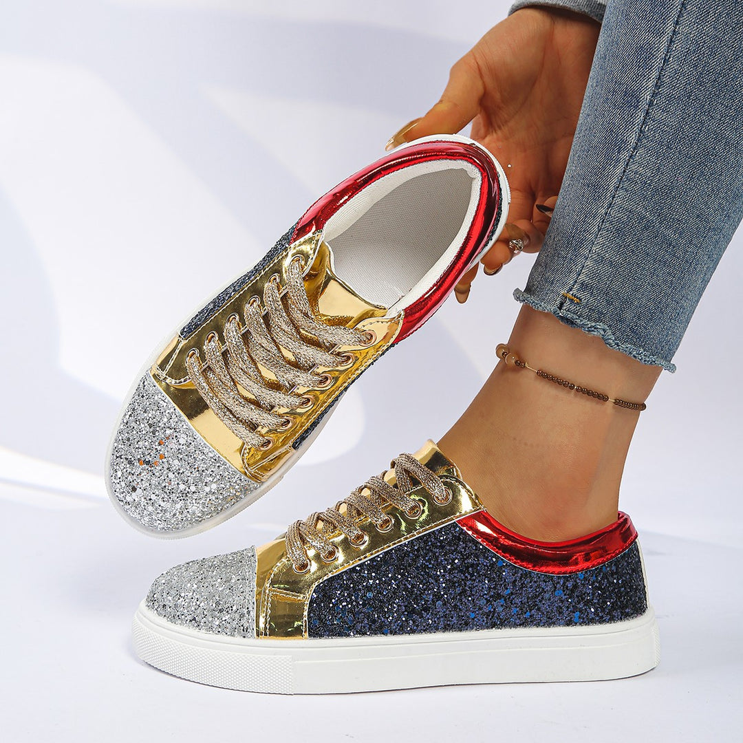 Damen Glitzernde Sneakers mit metallic Akzenten und komfortabler Sohle R&B