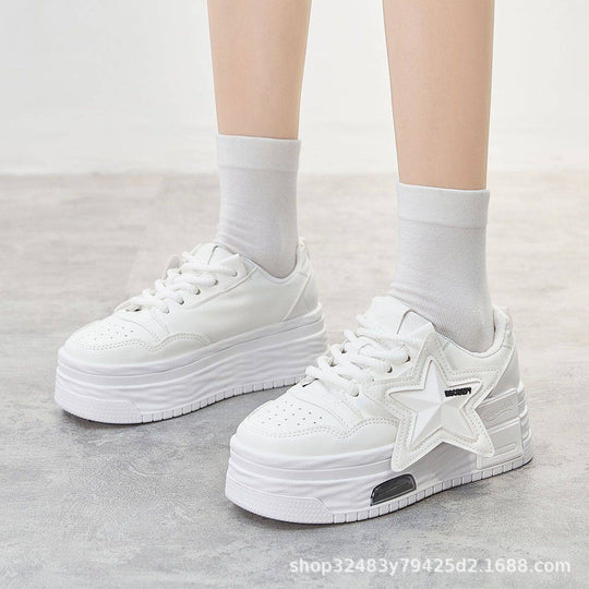 Damen Sportliche Plateau Sneakers mit modischem Sternen-Design R&B