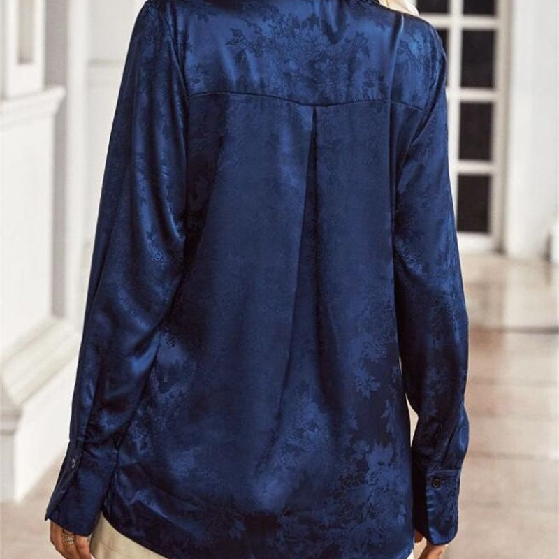 Damen Elegante satiniert Bluse mit floralen Muster R&B