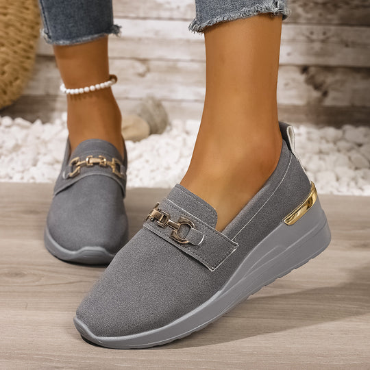 Damen modische Slip-On Sneakers mit glitzernder Schnallenverzierung R&B