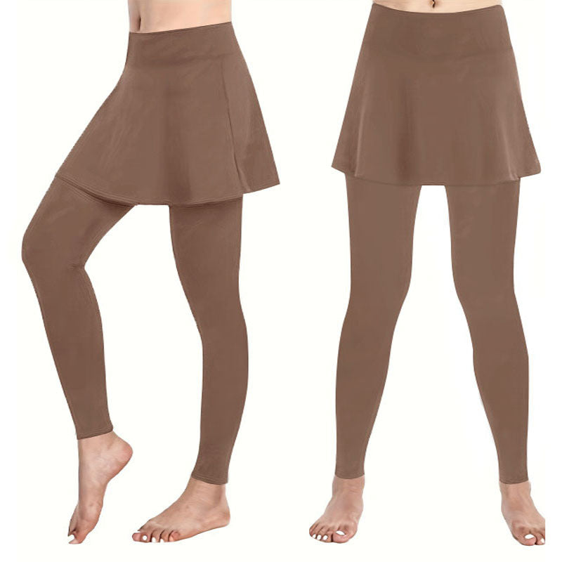Damen Leggings mit rockähnlicher Einlage und hohem Bund R&B