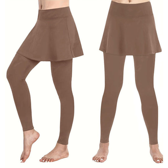 Damen Leggings mit rockähnlicher Einlage und hohem Bund R&B