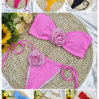 Damen Bandeau-Bikini mit floralem Akzent und verstellbaren Trägern R&B