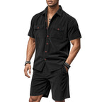Herren Kurzarm-Hemd und Shorts Set mit praktischen Taschen und bequemer Passform R&B