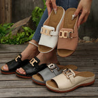 Damen Bequeme Schlupfsandalen mit modischem Schnallen-Detail EB