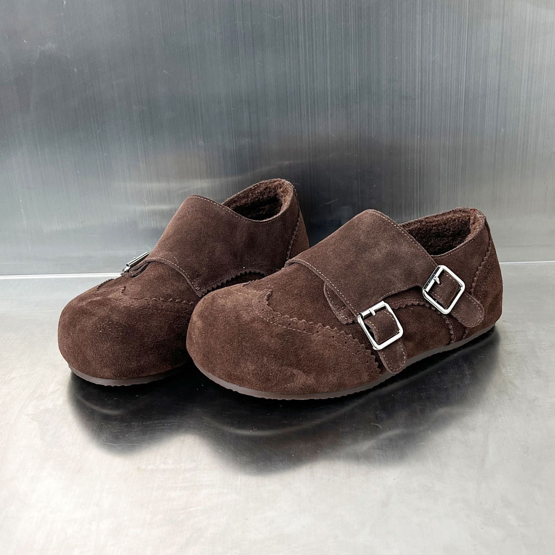 Damen Mokassins mit dekorativem Doppelschnallenverschluss und weichem Wildleder R&B