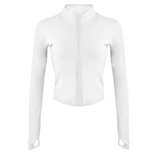 Damen Sportliche Zip-Jacke mit schmalem Schnitt und Daumenlöchern R&B