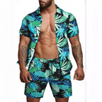 Herren kurzärmliges Hemd und Badeshorts Set R&B