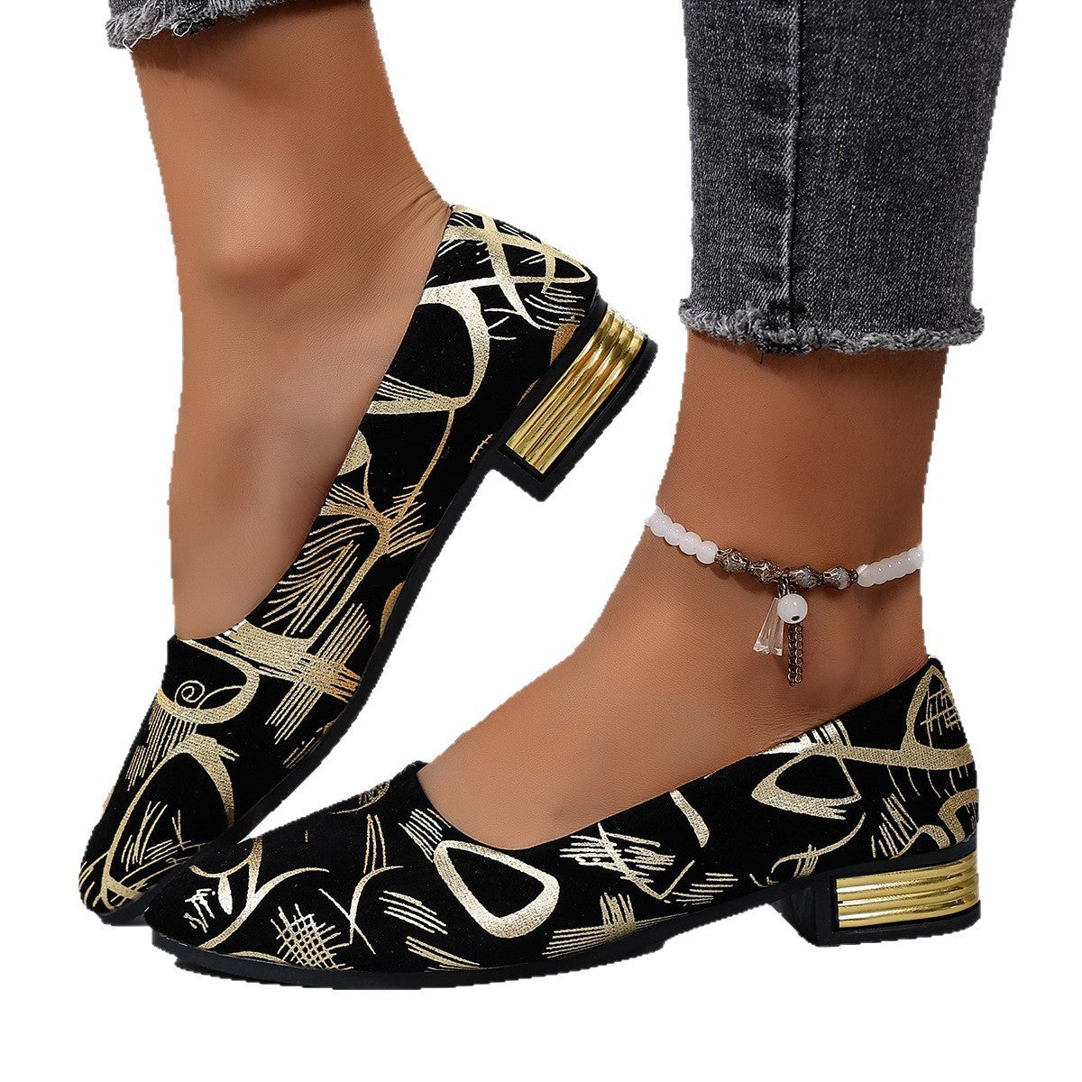 Damen Elegante Ballerinas mit modischem Druck und bequemem Innenfutter R&B
