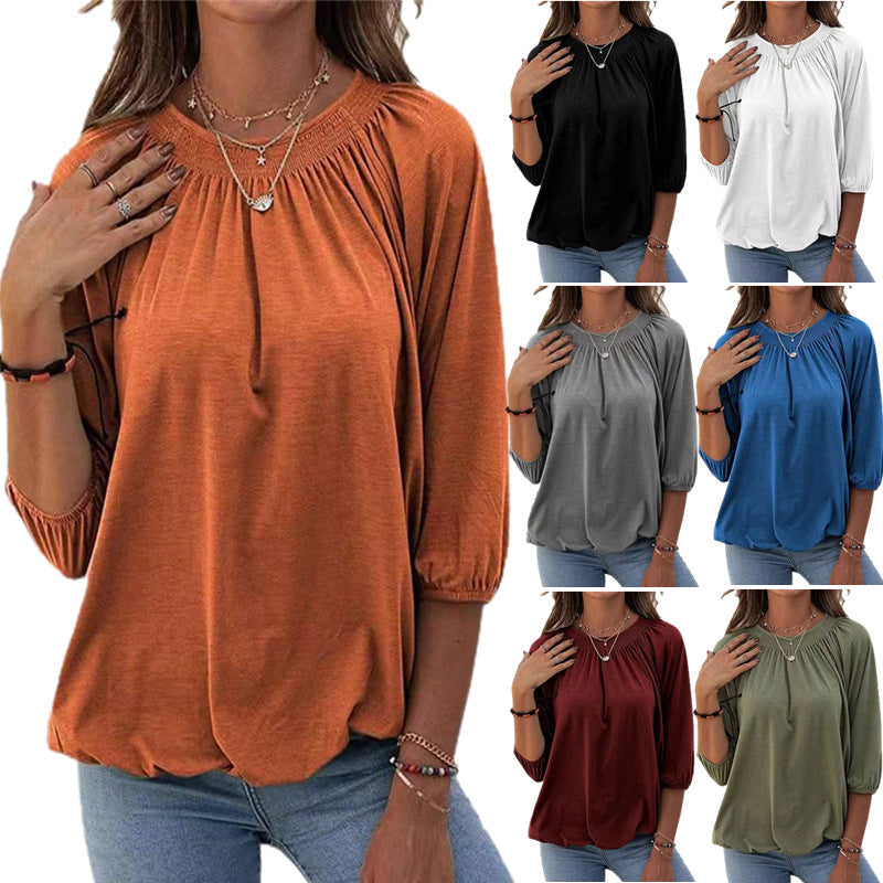 Damen lässiges Oversized-Shirt mit Rüschen und Viskose-Material R&B