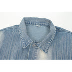 Damen Denimjacke im Vintage-Stil mit lässigem Schnitt und praktischem Druckknopfverschluss