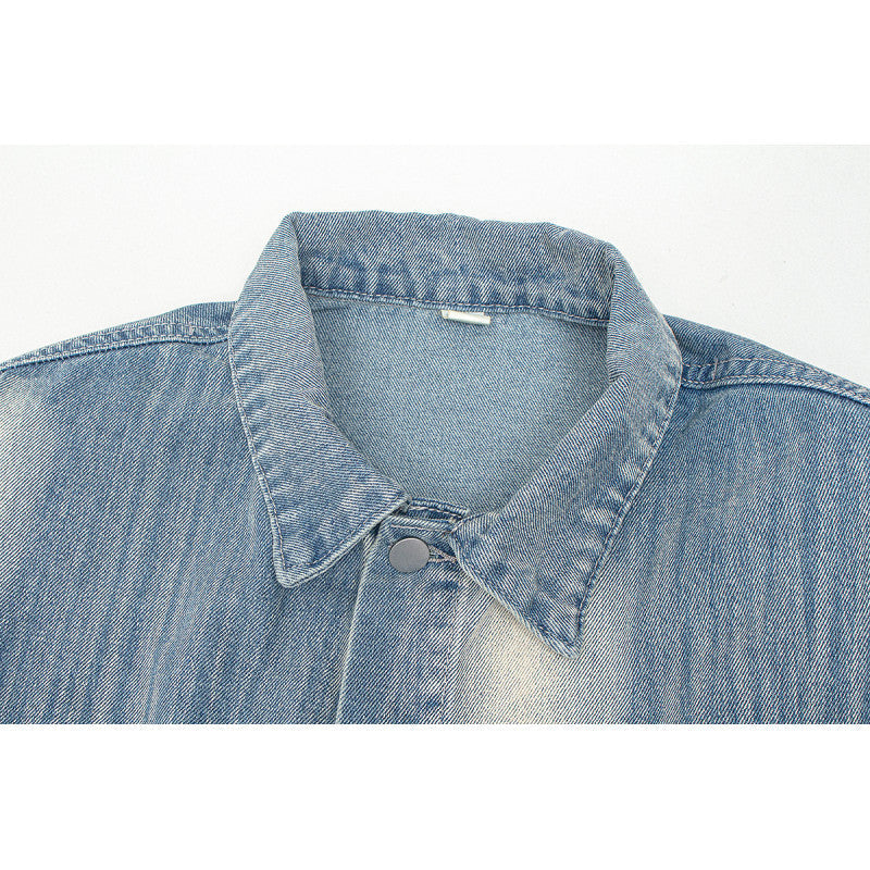 Damen Denimjacke im Vintage-Stil mit lässigem Schnitt und praktischem Druckknopfverschluss