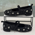 Damen Ballerinas mit floralem Glitzerdesign und verstellbarem Riemen R&B