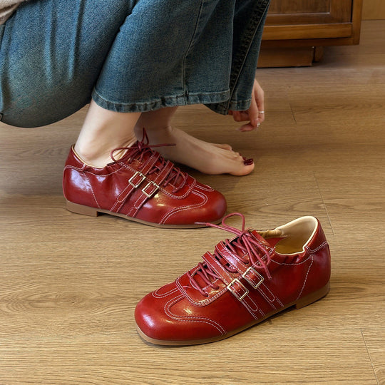 Damen Sportliche Lederschuhe mit modischen Schnürdetails R&B