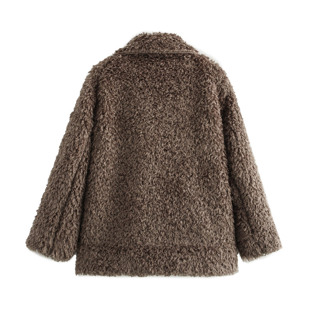 Damen kuschelige Fleecejacke mit elegantem Revers R&B