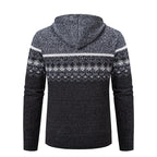Herren stilvolle Strickjacke mit Kapuze und Norweger-Muster R&B