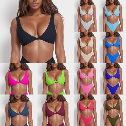 Damen Hoch geschnittener Bikini mit eleganter Knotenpartie R&B