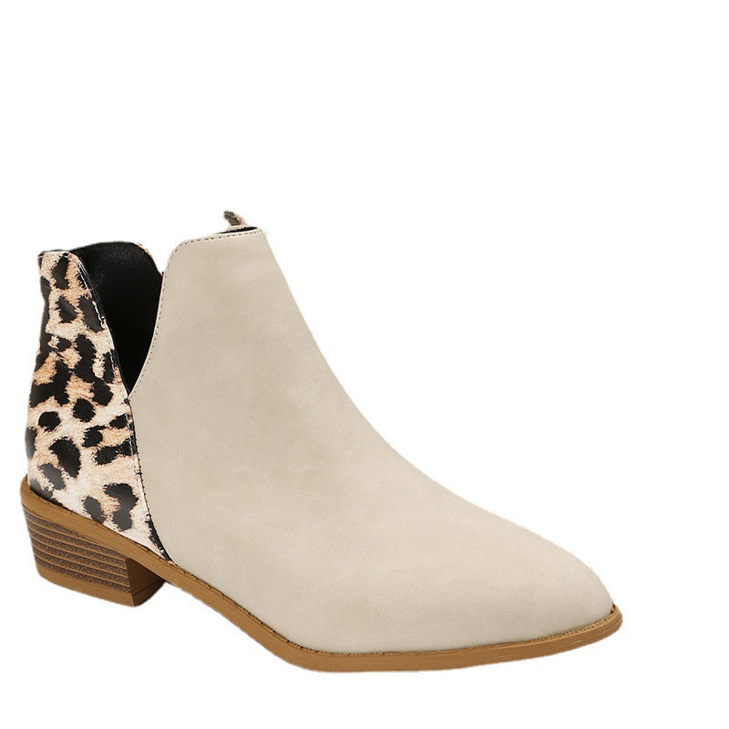 Damen elegante Ankle Boots mit modischem Leopardenmuster R&B