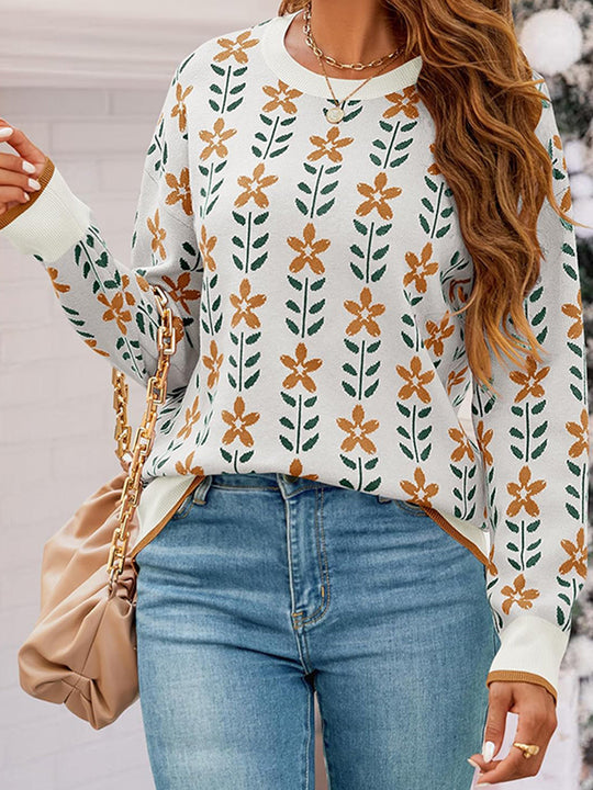 Damen Strickjacke mit floralem Design und Knopfdetails R&B