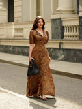 Damen Elegantes Maxikleid mit Blumenmuster und tailliertem Schnitt R&B