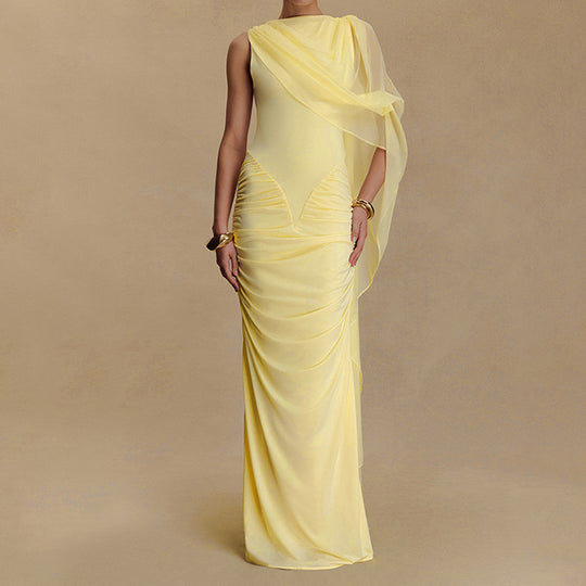 Damen Glamouröses Abendkleid mit asymmetrischem Dekolleté und elegantem Drapierungsdesign R&B