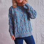 Damen grob gestrickter Pullover mit bunten Akzenten und lässigem Schnitt R&B