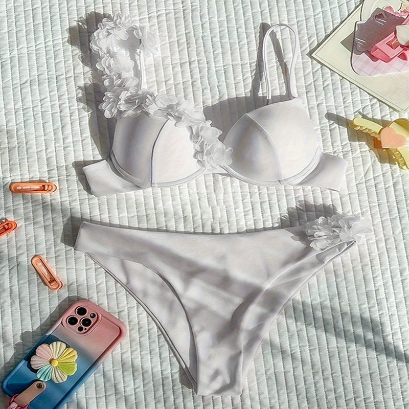 Damen Triangel-Bikini mit floralen Applikationen und elegantem Design R&B