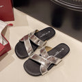 Damen bequeme Riemensandalen mit modischem Design und elegantem Glanz EB