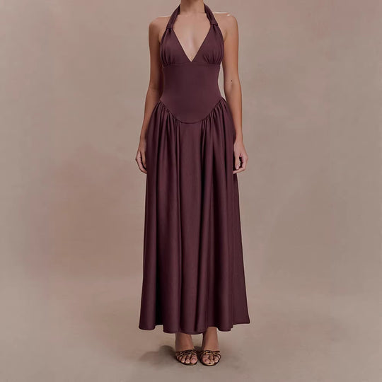 Damen Halter-Ausschnitt Maxikleid mit figurbetonter Silhouette R&B