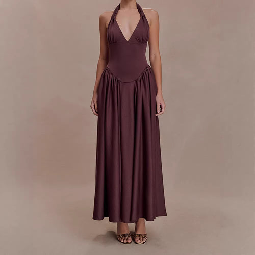 Damen Halter-Ausschnitt Maxikleid mit figurbetonter Silhouette R&B