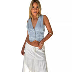 Damen Jeansweste mit elegantem Schnitt und Knopfdetails R&B