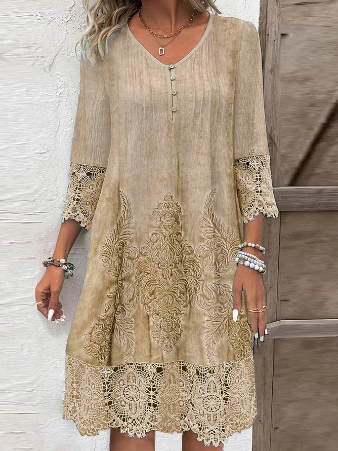 Damen luftiges Sommerkleid mit französischer Spitze R&B