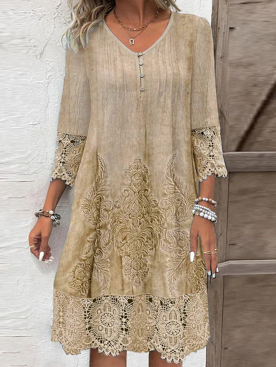 Damen luftiges Sommerkleid mit französischer Spitze R&B