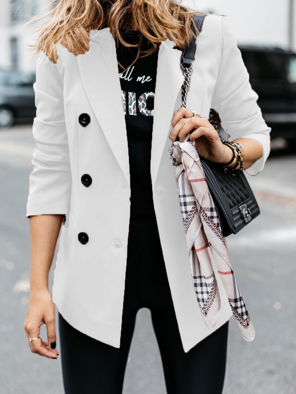 Damen Modischer Doppelreiher-Blazer mit schmaler Silhouette und praktischen Taschen R&B
